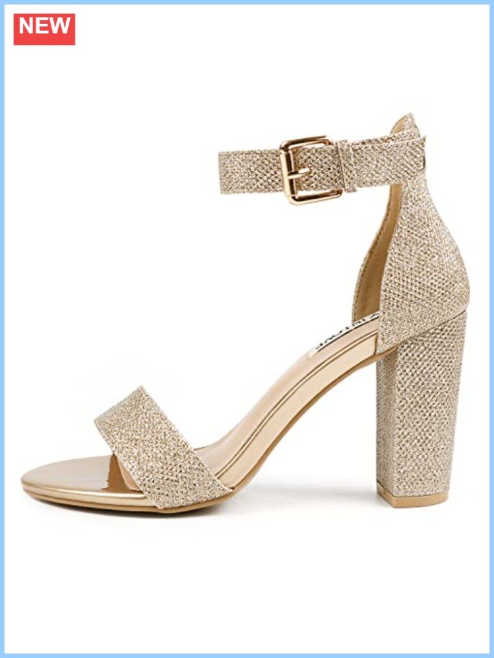 Women's 3.5" Block Heel Ankle Strap Sandals Open Toe PU